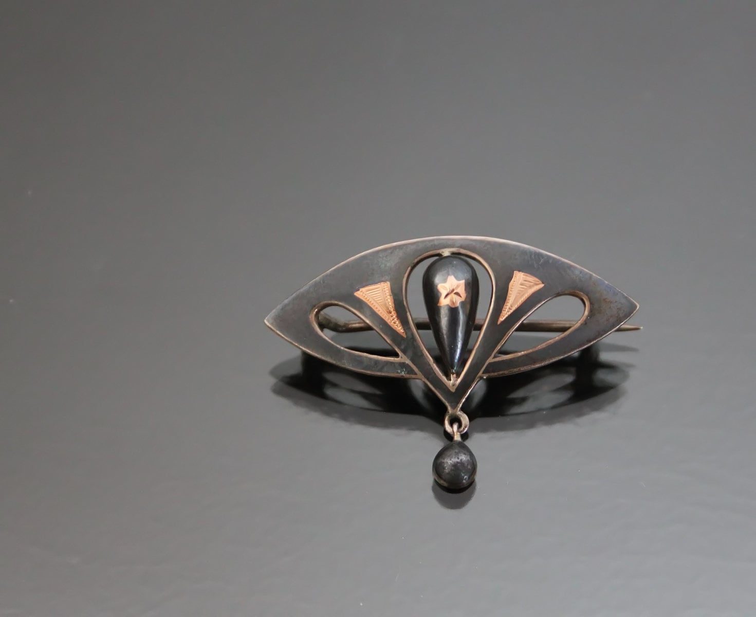 BROCHE ANCIENNE Art Nouveau En Argent Sterling Et Émail - Époque ANTIQUE Avec Marcassite
