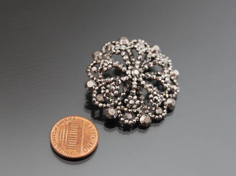 Victorian Cut Steel Rosette Brooch. Antique French Metal Pin. Etsy