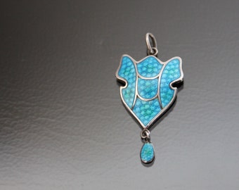 Jugendstil 800 Silver Enamel Pendant. Antique Arts And Crafts.