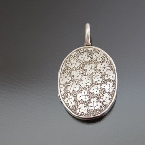 Victorian Aesthetic Photo Locket, Silver 925 Sterling Antique Fine Pendant, Engraved Floral Keepsake