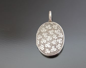 Victorian Aesthetic Photo Locket, Silver 925 Sterling Antique Fine Pendant, Engraved Floral Keepsake