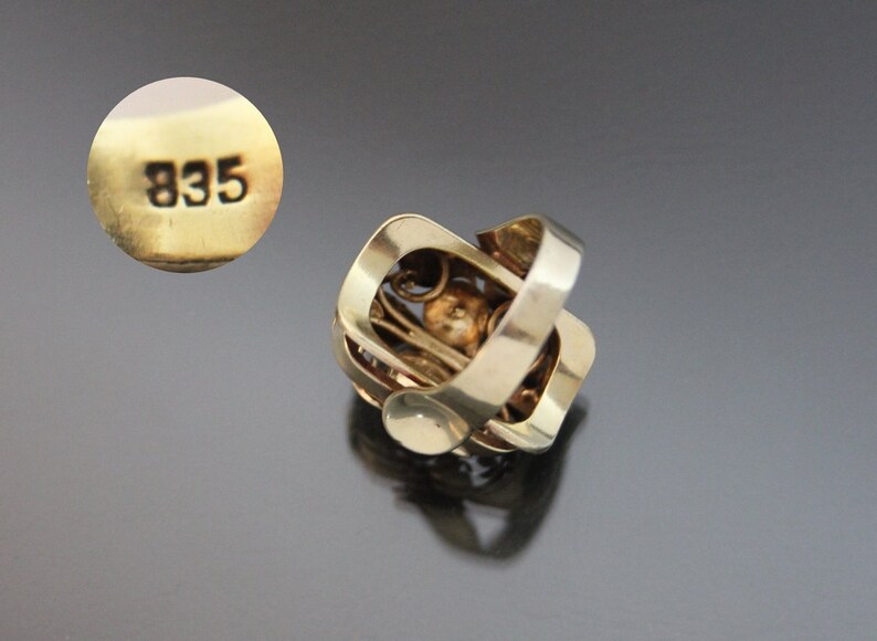 Big Art Deco Floral Jade Carnelian "Fruit Salad" Ring. 835 Silver. Size 6 Gemüsering Antiker Openwork image 8