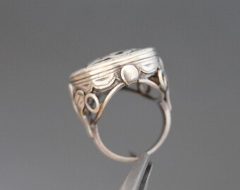 XXL Art Deco 835 Silver, Signet Ring. Monogrammed PJ JP
