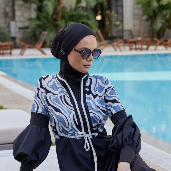 Ensemble burkini 5 pièces, maillot de bain burkini, maillot de bain islamique modeste, ensemble de maillot de bain musulman à couverture complète, maillots de bain de style rétro