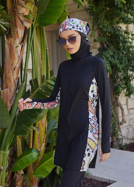 Top Burkini de una pieza traje de bano Burkini traje de bano modesto traje de bano islamico estilo bombardero 01 traje de bano de un solo top Etsy Espana