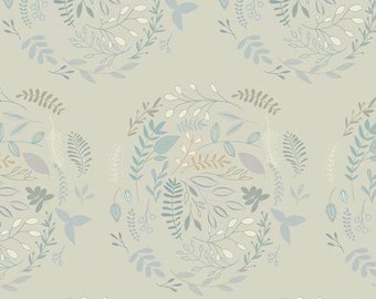 Wreathed Serenity fabric - Serenity Fusions Collection  - AGF Studios - low volume fabric - nuetral fabric - blue fabric