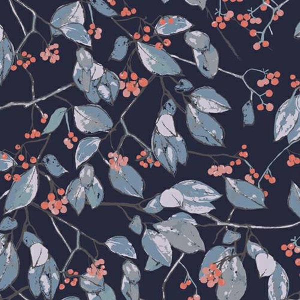 Serein Branchlet fabric - Earthen Collection - Katarina Roccella - Berry fabric - Blue fabric - tree fabric - leaf fabric