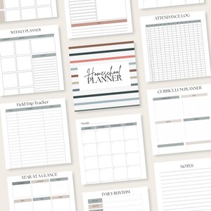 Homeschool Planner Printable | Striped Cover Undated PDF | Minimalist ...