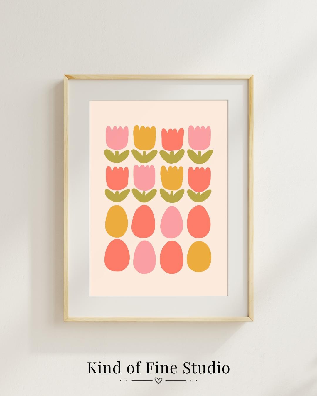 Easter Tulips Wall Art Printable, Spring Floral Pattern Print, Easter ...