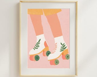 Roller Skate Art - Instant Wall Art, Original, Fun, Bright