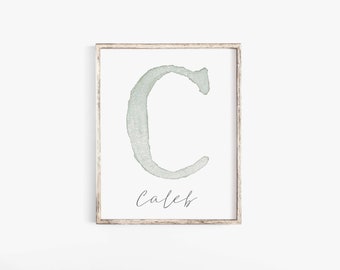 Personalized Name Poster Blue or Purple Watercolor Alphabet Nursery Print Choose Font /& Color Childrens Room Baby Gift Boy Girl