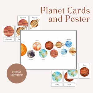 Planets 2-Part Montessori Cards and Activities | Solar System Printable PDF | Homeschool Astronomy Flashcards