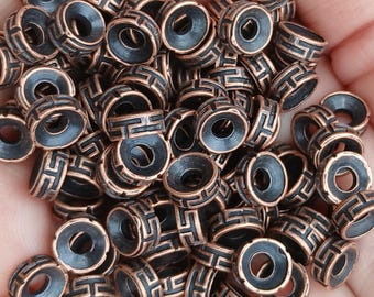 35 Pcs - 7.5x3mm Antique Copper Spacer Beads - Rondelle - Disc Beads - Spacers - Metal Spacer Beads - Jewelry Supplies