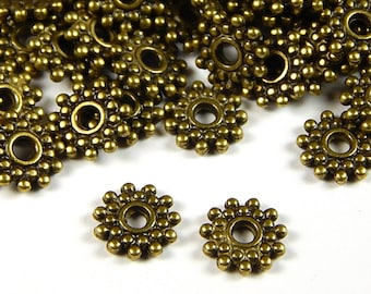 25/50 Pcs - 9mm Antique Bronze Tibetan Style Spacer Beads - Disc Spacers - Daisy - Gear - Metal Spacer Beads - Jewelry Supplies