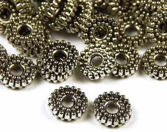 40 Pcs - 6x2mm Tibetan Silver Spacer Beads - Disc Spacers - Metal Spacer Beads - Jewelry Supplies