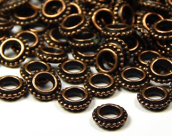 25/50 Pcs - 8x2.5mm Tibetan Style Spacer Beads - Copper - Donut Beads - Spacers - Metal Spacer Beads - Jewelry Supplies