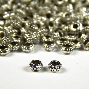 20pcs Vintage Style 9mm Hollow Round Large Hole Beads Antique Silvery  Spacer Beads For DIY Handmade Beaded Bracelet Necklace Crafts Jewelry  Making Sup