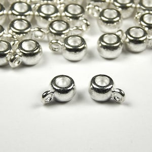 25/50 Pcs - 9x6mm Silver Metal Bail Beads - Bail Charms - Spacer Beads - Jewelry Supplies - Craft Supplies