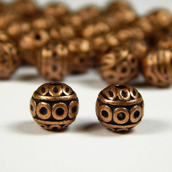 10/25 Pcs - 8mm Round Antique Copper Metal Spacer Beads - Spacer Beads - Jewelry Supplies - Craft Supplies