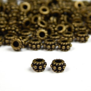 50/100 Pcs - 5x3mm Metal Spacer Beads - Rondelle - Antique Bronze - Spacer Beads - Jewelry Supplies