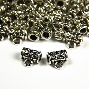 25/50 Pcs - 7x7x5mm Tibetan Silver Bail Bead - Tube - Bail Charm Bead - Metal Spacer Bead - Jewelry Supplies