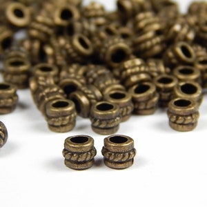 50/100 Pcs - 4x5mm Bronze Metal Spacer Beads - Metal Beads - Tube Beads - Spacer Beads - Jewelry Supplies