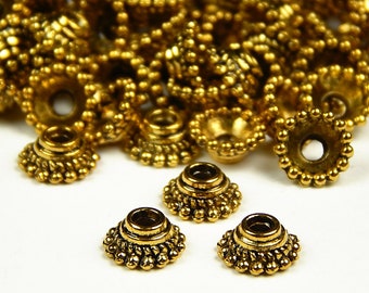 50/100 Pcs - 7x3mm Antique Gold Bead Caps - Bead Caps - End Caps - Jewelry Supplies - Craft Supplies