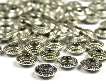 25 Pcs - 8x3mm Tibetan Silver Spacer Beads - Saucer Beads - Disc Spacers - Metal Spacer Beads - Jewelry Supplies