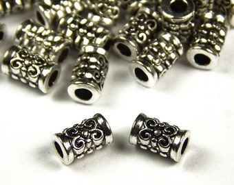 20pcs Stainless Steel Metal Beads Cylinder Loose Spacers Large Hole 4x5mm