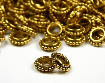 25/50 Pcs - 8x2.5mm Tibetan Style Spacer Beads - Antique Gold - Donut Beads - Spacers - Metal Spacer Beads - Jewelry Supplies