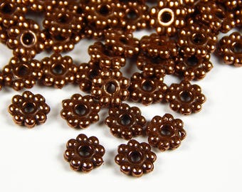 Shiny Copper 4x1mm Daisy Beaded Rondelle Beads 50 Grams Approximately 500