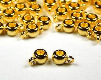 25/50 Pcs - 9x6mm Gold Metal Bail Beads - Bail Charms - Spacer Beads - Jewelry Supplies - Craft Supplies