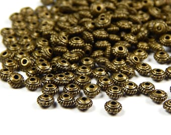 50/100 Pcs - 5x3mm Bronze Metal Spacer Beads - Bicone - Bronze Beads - Spacer Beads - Jewelry Supplies