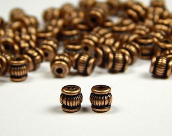 40 Pcs - 5x5mm Copper Metal Spacer Beads - Lantern Beads - Column Beads - Spacer Beads - Jewelry Supplies - Craft Supplies