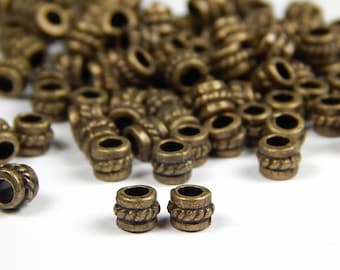 50/100 Pcs - 4x5mm Bronze Metal Spacer Beads - Metal Beads - Tube Beads - Spacer Beads - Jewelry Supplies