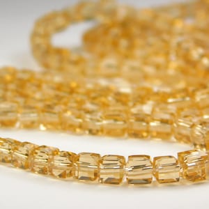 8 Inch Strand - 4mm Faceted Sandy Brown Glass Cube Beads - Cube Spacer Beads - Square Beads - Jewelry Supplies - Craft Supplies