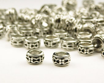 40 Pcs - 6x3.5mm Tibetan Silver Spacer Beads - Rondelle - Disc Beads - Spacers - Metal Spacer Beads - Jewelry Supplies