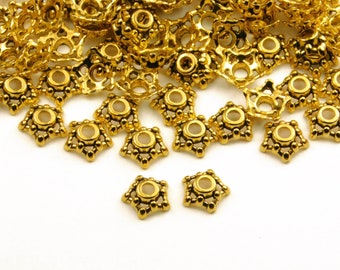 50/100 Pcs - 7.5x3mm Antique Gold Bead Caps - Bead Caps - End Caps - Jewelry Supplies - Craft Supplies