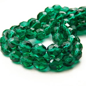 25 Pcs - 8mm Faceted Czech Glass Beads - Emerald Green - Glass Spacer Beads - Jewelry Supplies - Craft Supplies