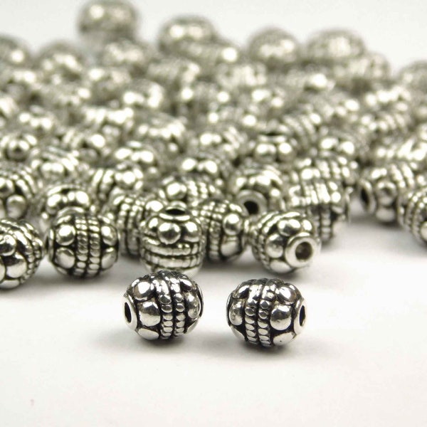 50 Pcs - 6x5mm Antique Silver Metal Spacer Beads - Spacer Beads - Jewelry Supplies - Craft Supplies