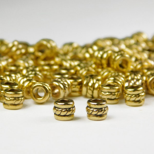 50/100 Pcs - 4x5mm Antique Gold Metal Spacer Beads - Metal Beads - Tube Beads - Spacer Beads - Jewelry Supplies