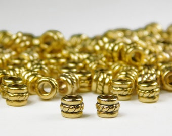 50/100 Pcs - 4x5mm Antique Gold Metal Spacer Beads - Metal Beads - Tube Beads - Spacer Beads - Jewelry Supplies