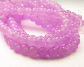 15 Inch Strand - 6mm Round Light Purple Malaysia Jade Beads - Gemstone Beads - Jewelry Supplies - Craft Supplies