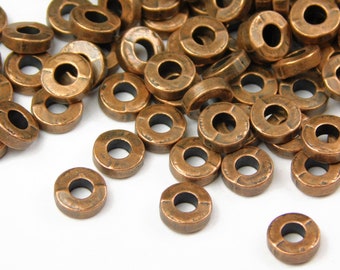 40 Pcs - 6x2mm Antique Copper Metal Spacer Beads - Donut Spacer - Heishi - Spacer Beads - Jewelry Supplies - Craft Supplies