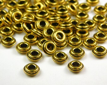 50/100 Pcs - 6x2.5mm Antique Gold Metal Spacer Beads - Donut Spacer - Heishi - Spacer Beads - Jewelry Supplies