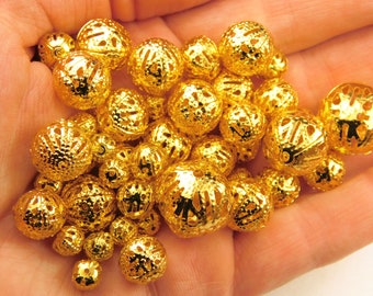 25 Grams - 6mm to 16mm Mixed Size And Shape Gold Filigree Spacer Beads - Filigree Beads - Metal Spacer Beads - Jewelry Supplies