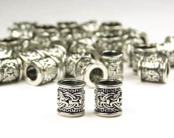 10 Pcs - 9x8mm Antique Silver Spacer Beads - Large Hole - Column - Spacers - Metal Spacer Beads - Jewelry Supplies - Craft Supplies
