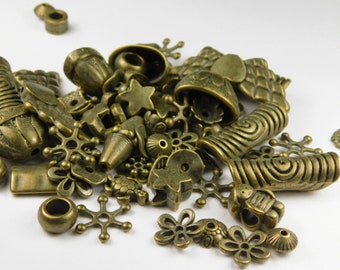 50 Grams - 5mm to 22mm Mixed Size And Shape Antique Bronze Spacer Beads - Bronze Beads - Metal Spacer Beads - Jewelry Supplies