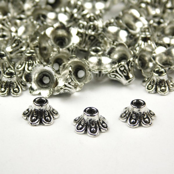50 Pcs - 6.5x3.5mm Antique Silver Bead Caps - Cone - Bead Caps - End Caps - Jewelry Supplies - Craft Supplies