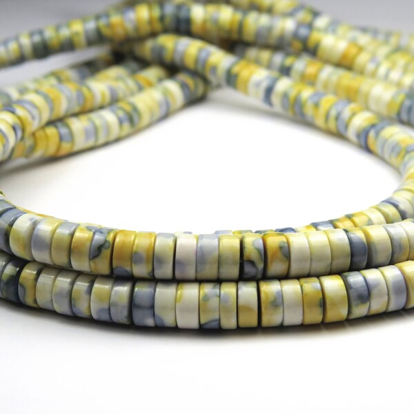 15 Inch Strand - 6x3mm Yellow Synthetic Turquoise Rondelle Beads - Heishi Beads - Synthetic Turquoise - Rondelle - Gemstone Beads